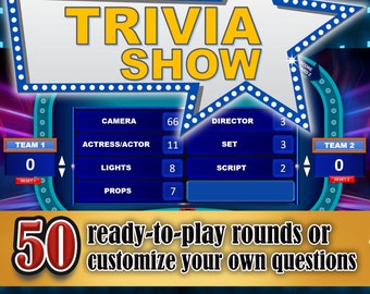Trivia Show PowerPoint Template Game Zoom Team building games Family Battle Feud School Reunion Games Ice Breaker PPT custom game classroom