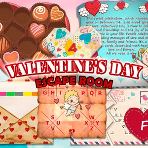 Kids Valentines Day Escape Room Kit family cupid game Printable Games cupids DIY Game treasure hunt Print san valentin happy Valentine's