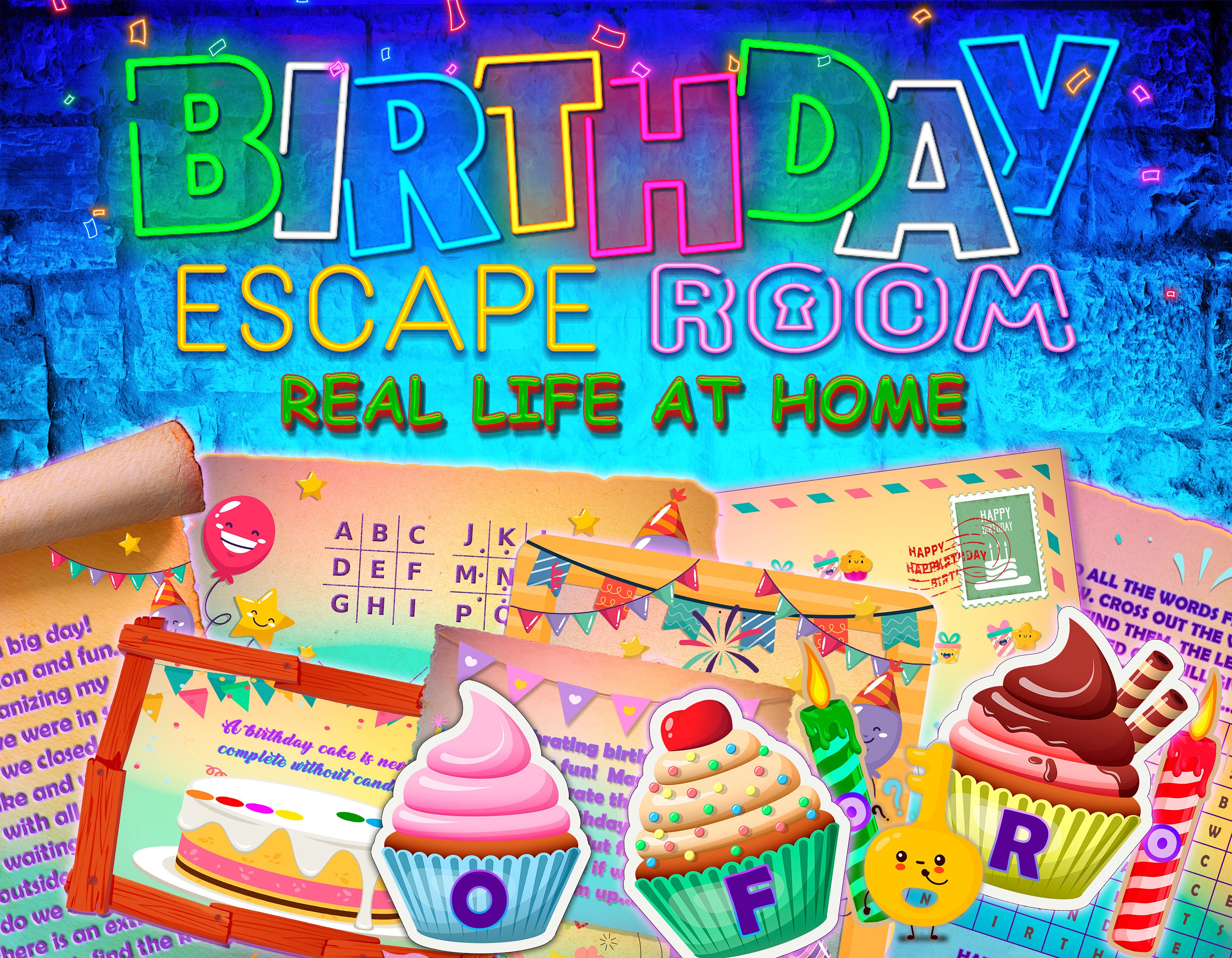 Mystery Escape Room for Kids Printable Party Game Puzzles Secret Codes Game  DIY, Birthday Party Fun Family Game Night for Kids 5-8 