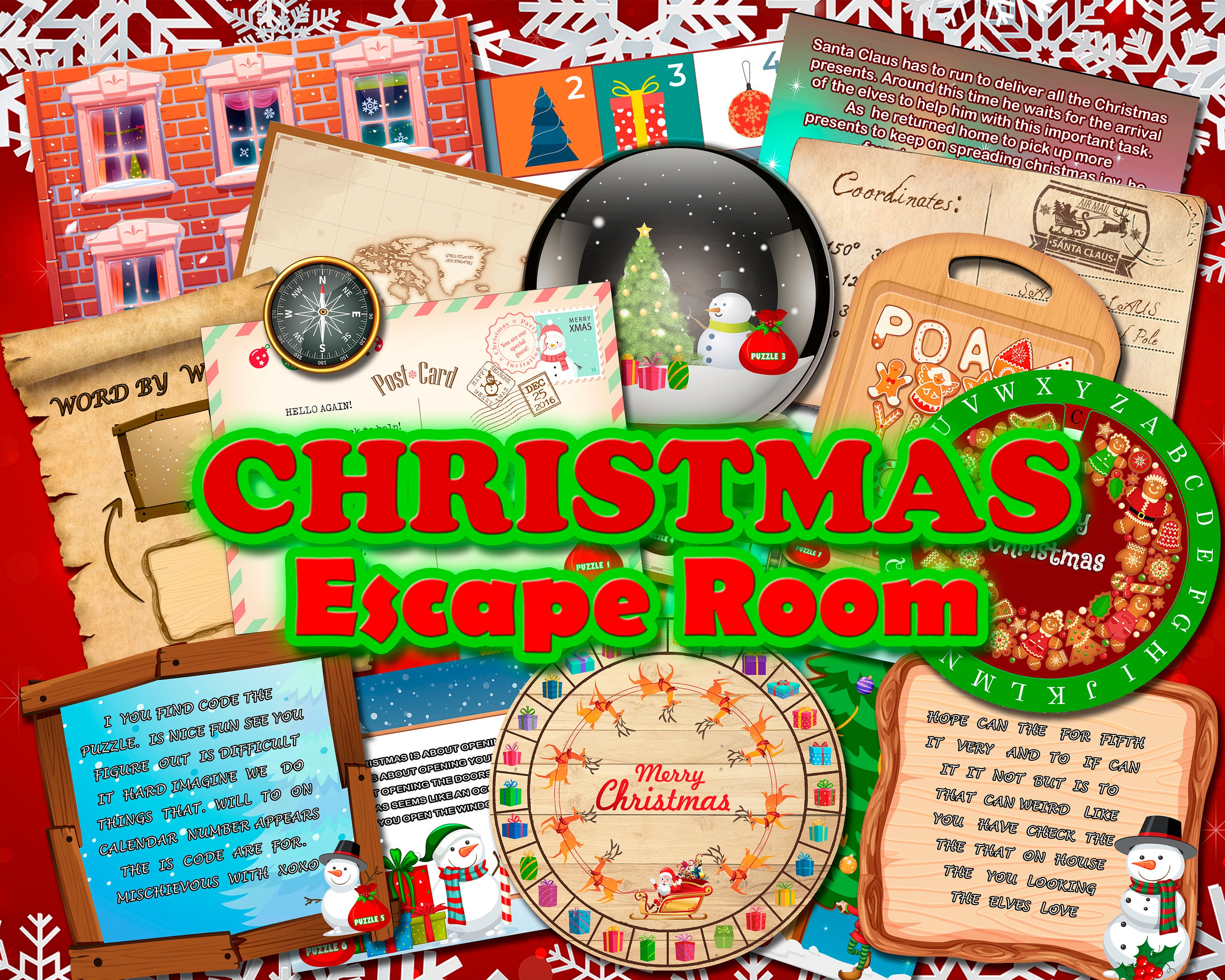 Christmas Escape Room Kit Adults Teens Santa Printable Etsy