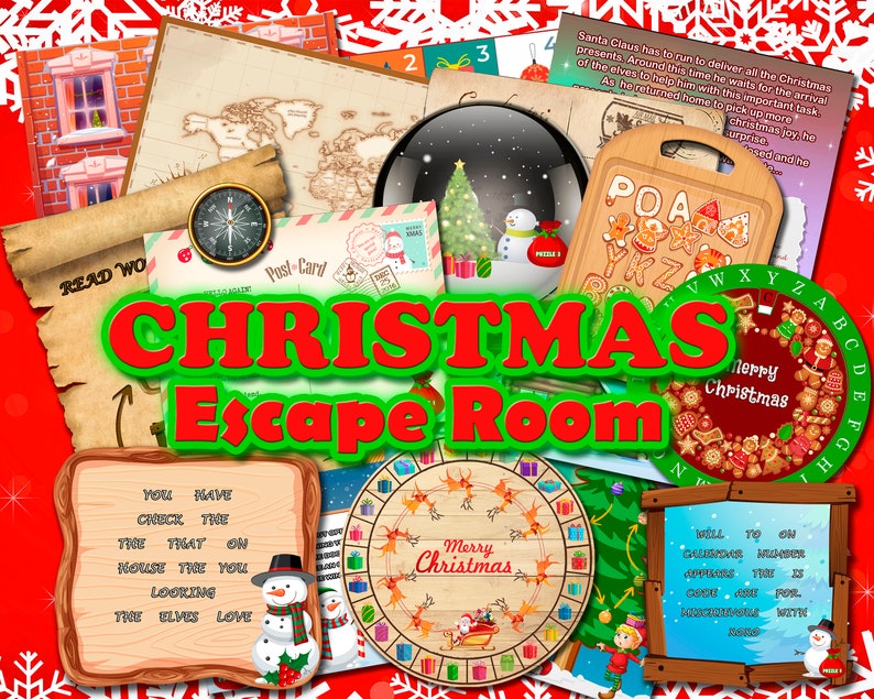 Kids Escape Room Christmas Printable Games Family Friendly Etsy