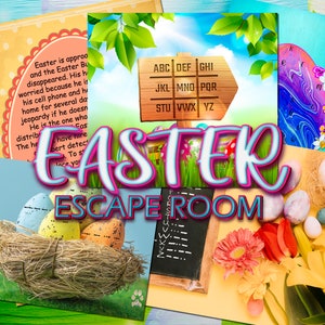 EASTER Escape Room Kit Adults Family Teenagers Printable Games DIY Game Party Print happy spring break march Treasure bunny rabbit eggs egg image 2