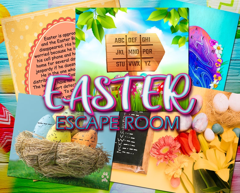 EASTER Escape Room Kit Adults Family Teenagers Printable Games DIY Game Party Print happy spring break march Treasure bunny rabbit eggs egg image 2
