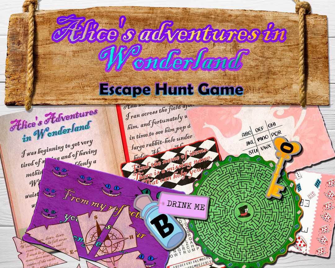 Alice's Adventures in Wonderland Treasure Hunt Escape Room Kit Kids ...
