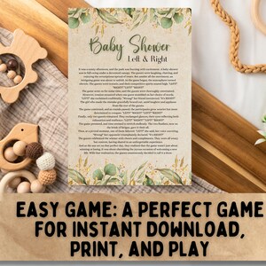 Left Right Baby Shower Game Printable Baby Shower Games Rustic Floral Left Right Game Baby ...