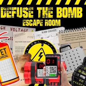 Defuse the BOMB Escape Room Stop mission party top secret  adults kit diy printable  Mystery games PDF print Beat danger family Game home