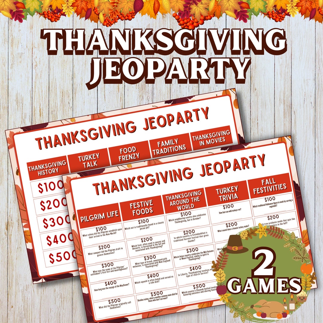 Thanksgiving Jeopardy Game Printable Thanksgiving Trivia Game Holiday