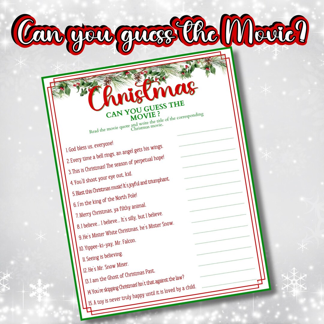Christmas Movie Game Printable, Name the Christmas Movie Game Printable ...