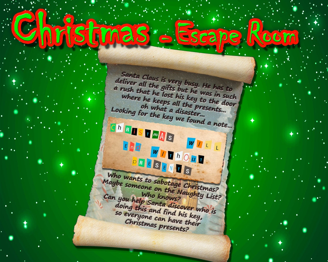 Christmas Escape Room Kit Adults Teens Kids Friendly. Etsy