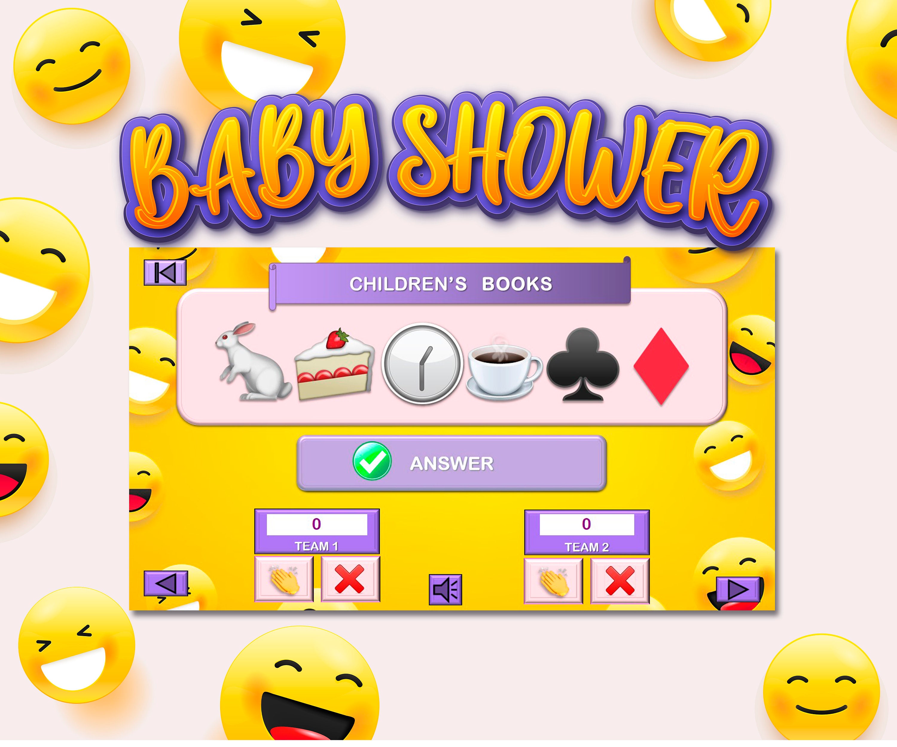 Emoji Battle Baby Shower Game Virtual PowerPoint Zoom Night Etsy