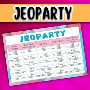 Jeopardy Trivia Game Printable, Team Quiz Game Quick Party Games Adult ...