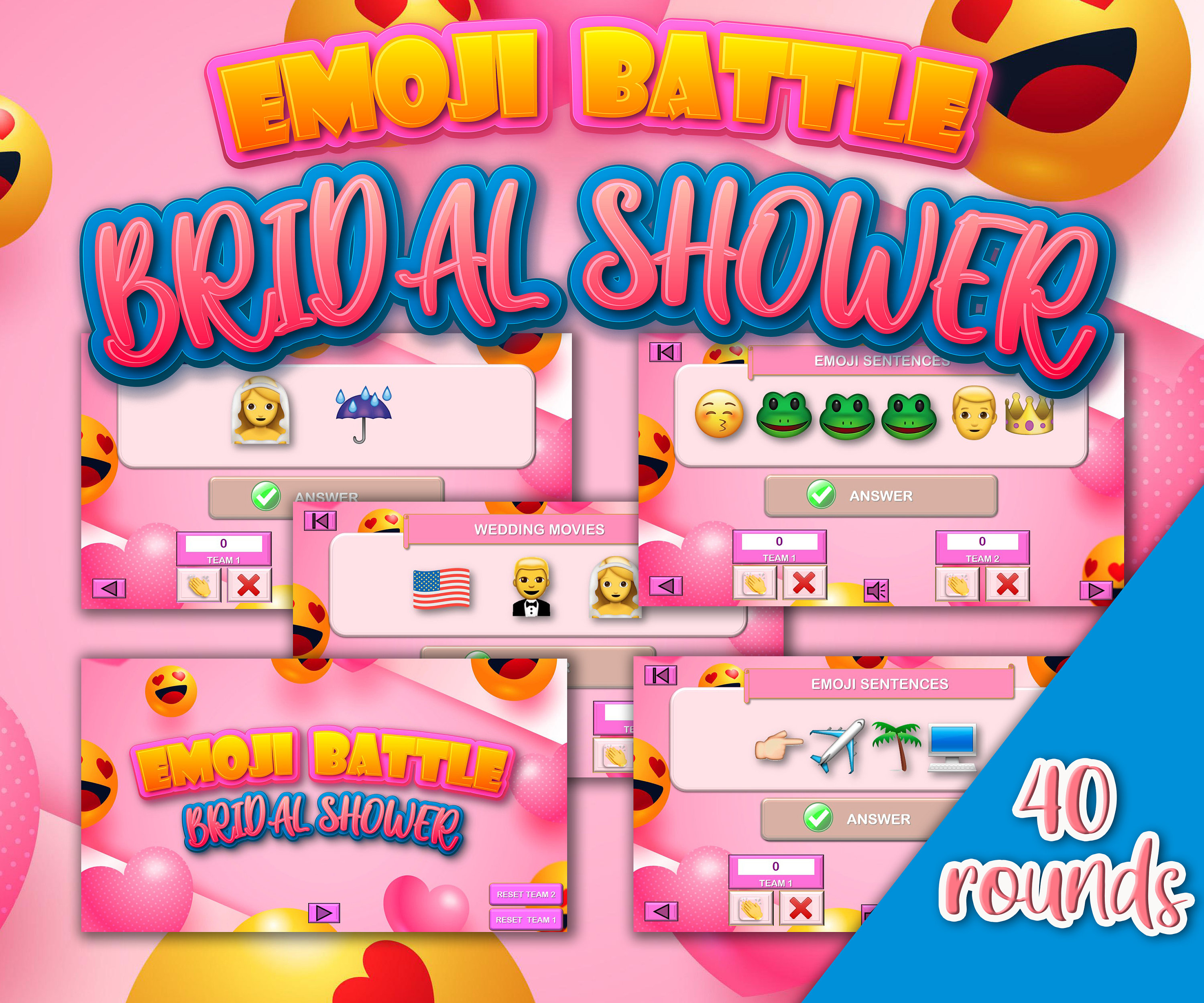 Bridal emoji game wedding emoji game Virtual PowerPoint Etsy