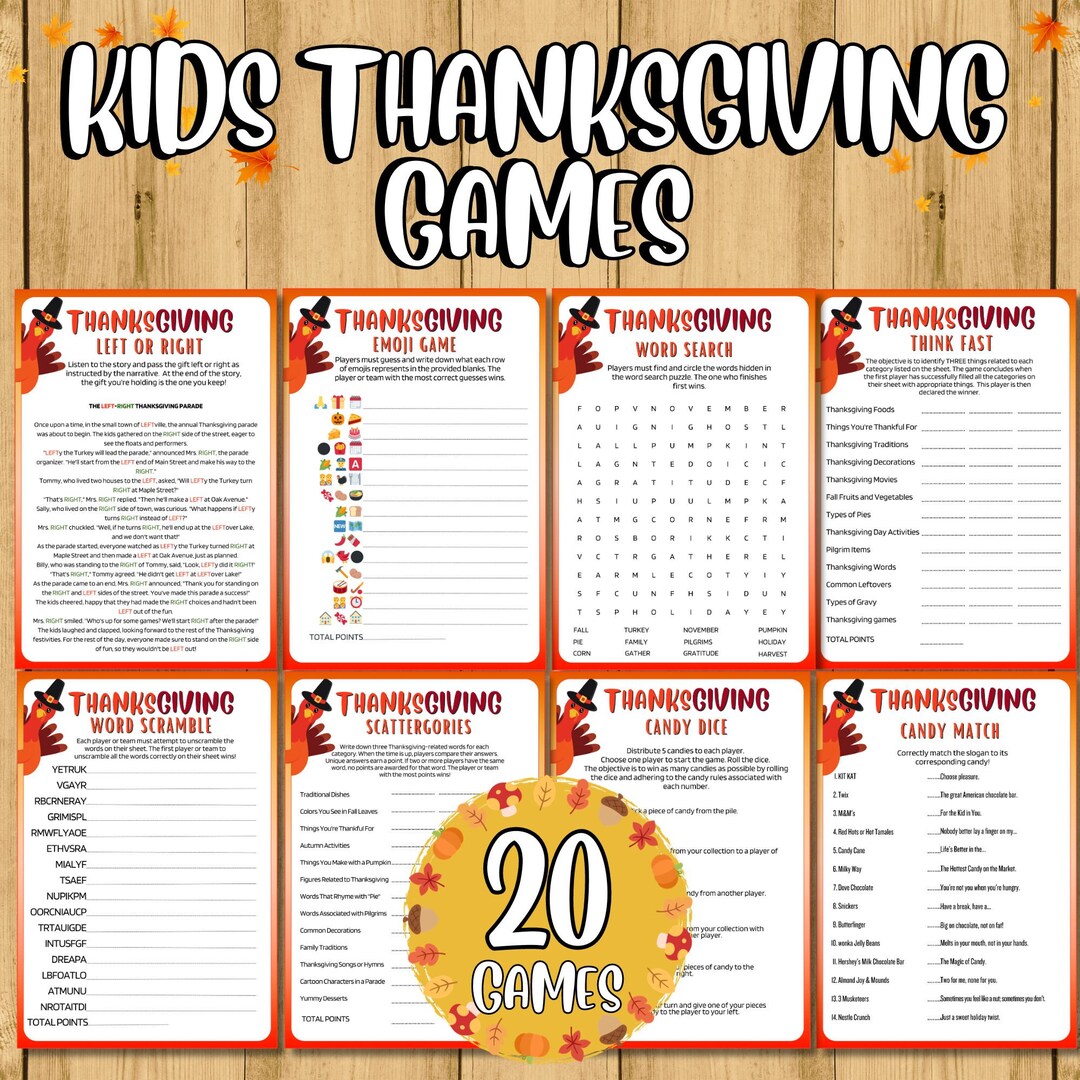Thanksgiving Game Bundle Young Kids, Thanksgiving Games for Kids