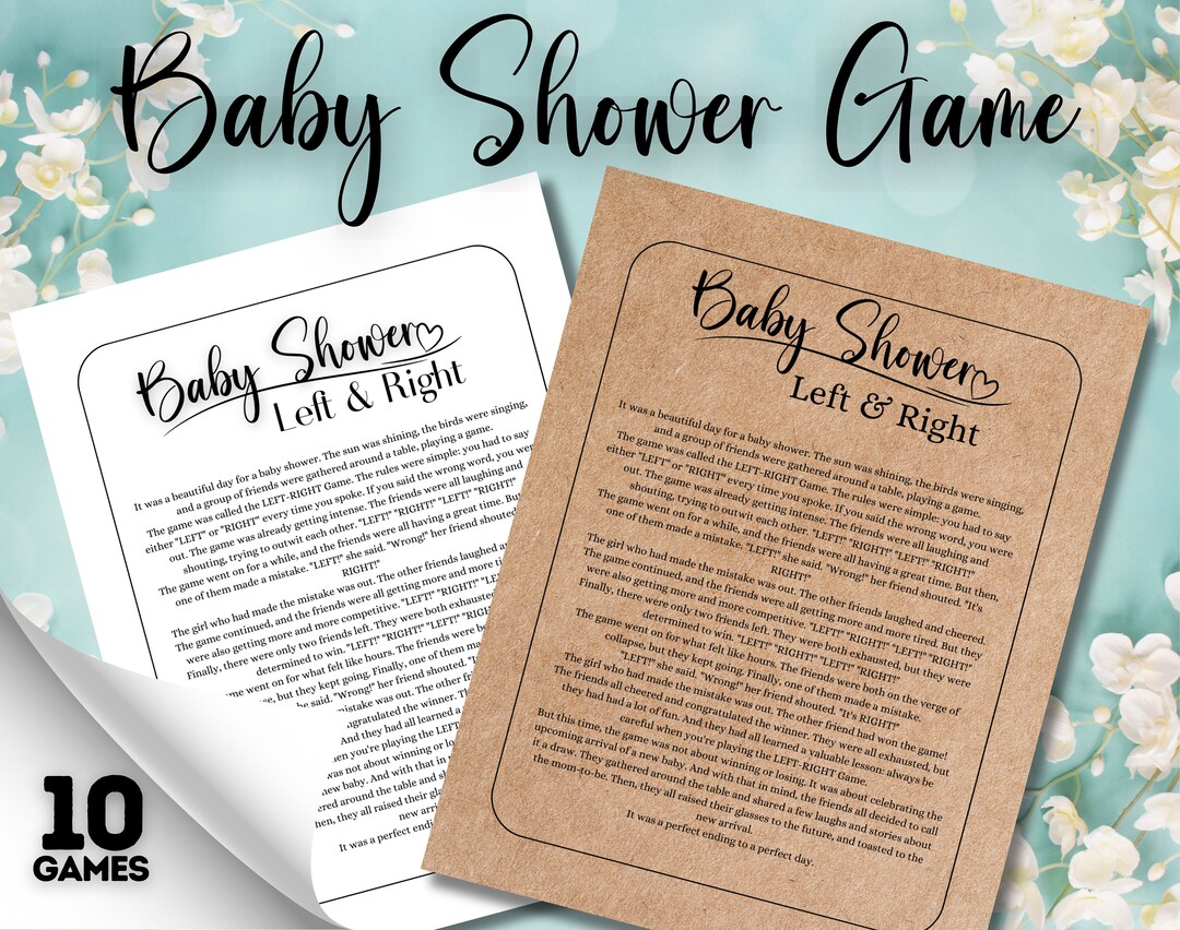 Left Right Baby Shower Game Printable Left Right Game Family Reunion Baby Shower Activity Rustic ...