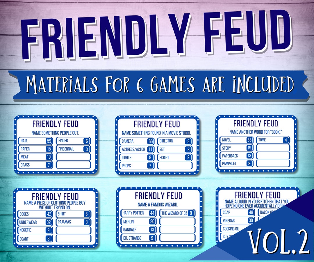 Family Friendly Feud Quiz Printable Group Game Instant Download Family ...