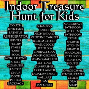 Indoor Scavenger Hunt Printable Game for Kids Treasure Hunt Clues ...