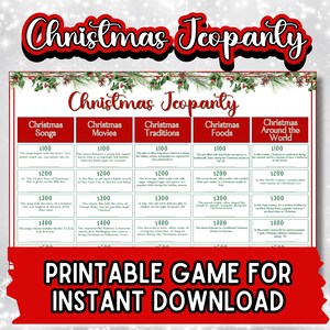 Christmas Game Jeopardy Printable Christmas Trivia Game Holiday Trivia ...