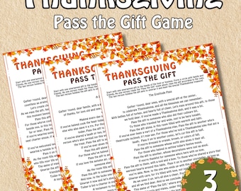 Thanksgiving Pass the Gift Game Printable Pass the Parcel Pass to The Right or Left Gift Exchange Pass the Holiday Gift Game Present Prize