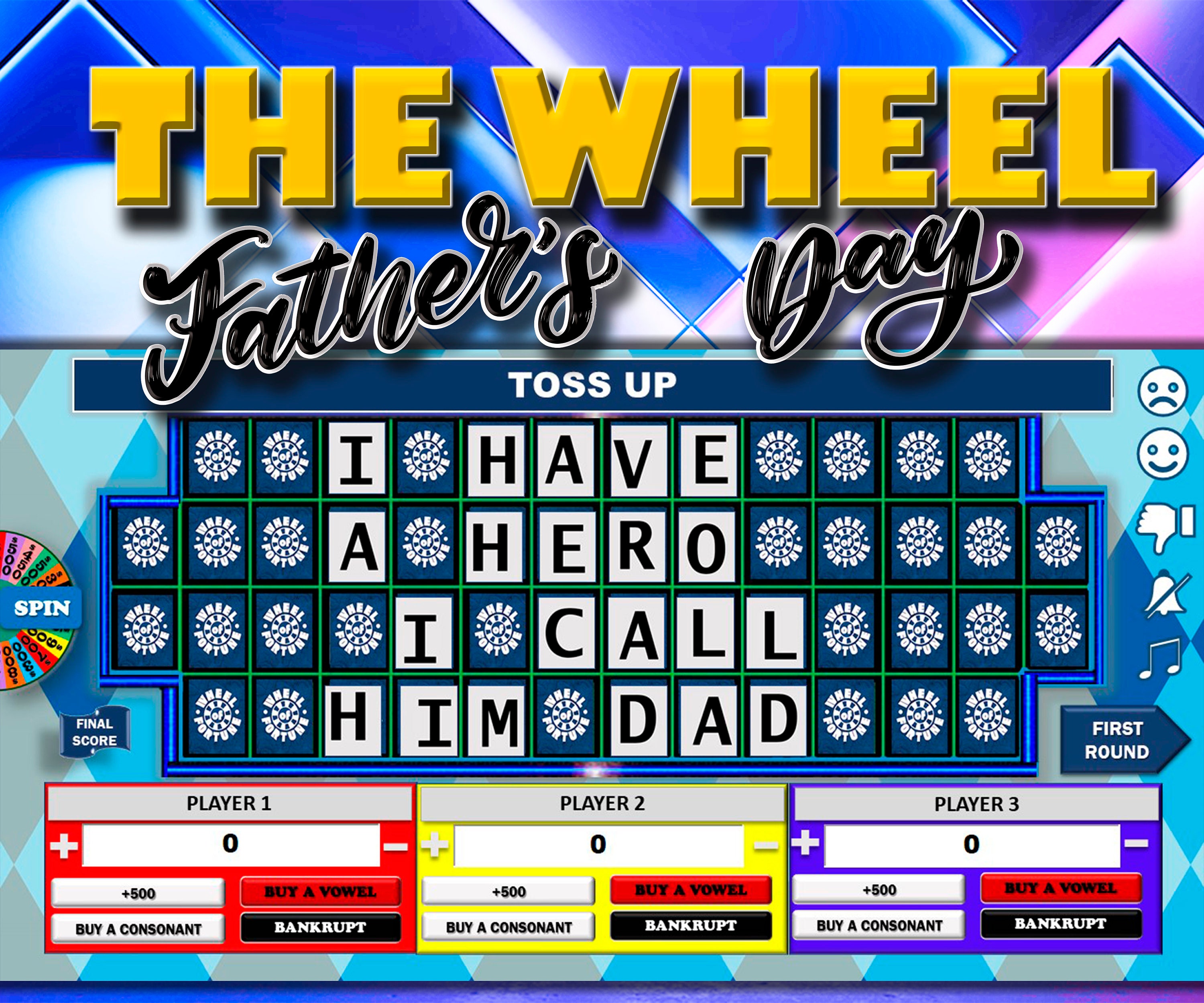 Wheel Of Father s Day Game Easy Customize Virtual Etsy