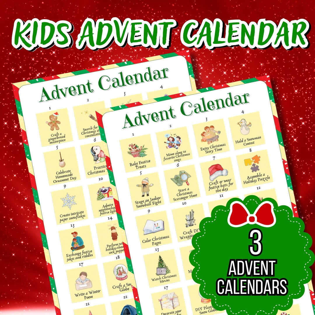 Advent Calendar for Kids Printable Family and Kids Advent Activity ...