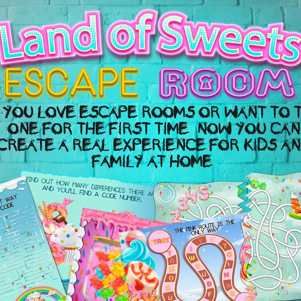 Escape Room for Kids, Land of Sweets, Kids Escape Room, candyland, Escape Room Party for Kids, Escape Room Kit, Printable Escape Room, candy