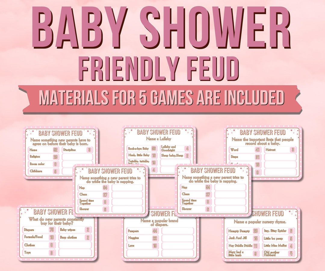 Baby Shower Feud Game Its a Girl Printable Games Baby Shower Family