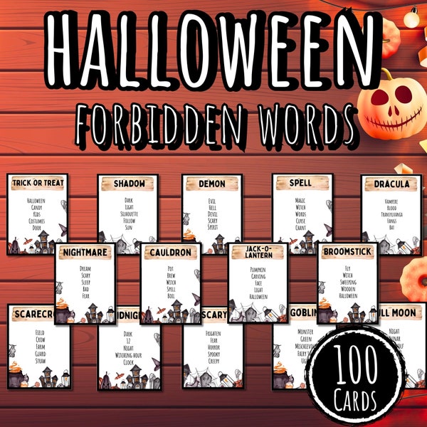 Halloween Forbidden Words Printable Halloween Games Hocus Pocus Party Printable Adults Halloween Games Teens Halloween games printable PDF