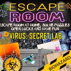 Virus: Secret Lab Escape Room Kit Real life Home Family Teenagers  Printable Mystery Games DIY Game xmas Friendly Party Christmas new year