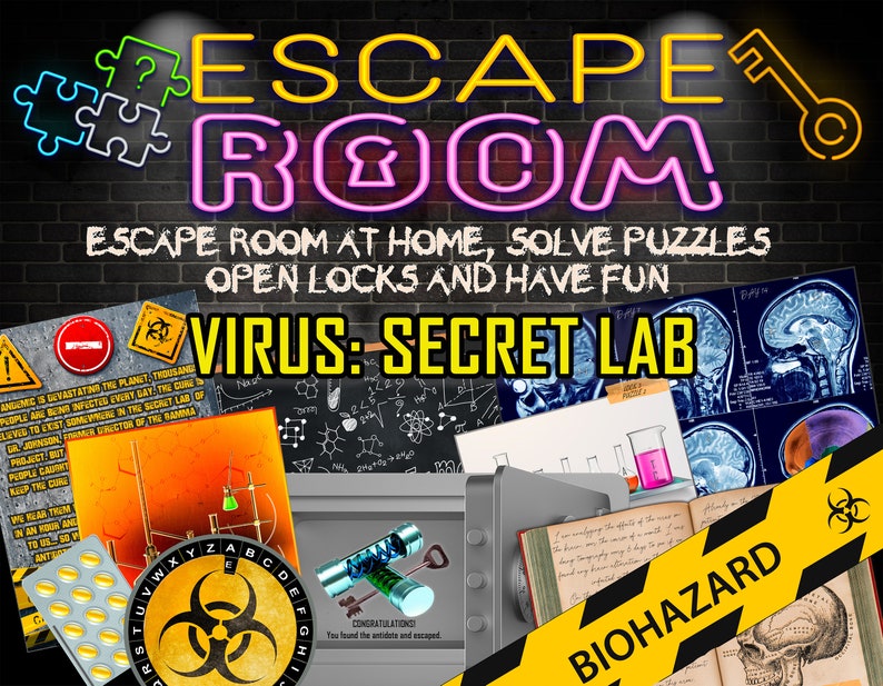Virus Secret Lab Escape Room Kit Real Life Home Family Etsy