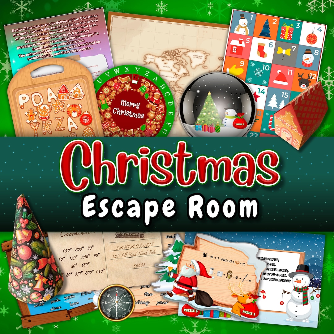 Christmas Escape Room Kit Adults, Teens Santa Printable Mystery Games
