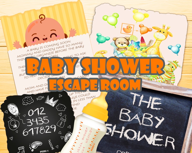 Baby Shower Escape Room no gender party family adults kit diy Etsy