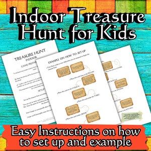 Indoor Scavenger Hunt Printable Game for Kids Treasure Hunt Clues ...