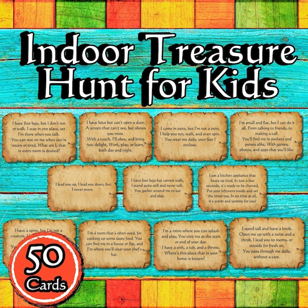 Indoor Scavenger Hunt Printable Game for Kids Treasure Hunt Clues Winter Games Fun Indoor Games Inside Games for Kids Scavenger Hunt Clues