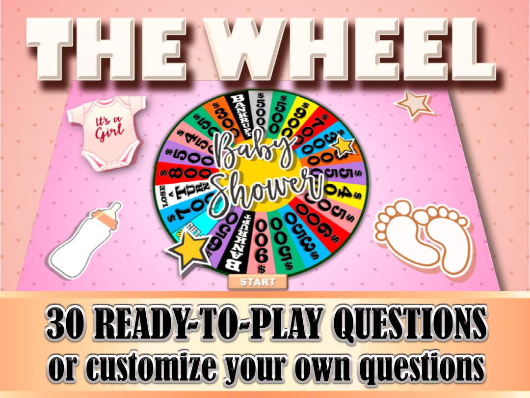 Babyshower Games Spin Wheel Game Fun Baby Shower Games Pink Babyshower
