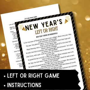 Left Right New Years Game, Family Reunion Gift Exchange Game Printable ...