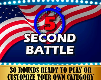 4th of July 5 Second Game Battle PowerPoint Easy Customize Virtual Night Rule Family Feud Zoom Games patriotic Customizable independence