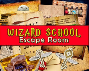 Wizard School Escape Room Kit Kids Families Adventure Printable Games DIY Game Party Puzzle Teenagers Magic Wizardry Fun Potter Cauldron