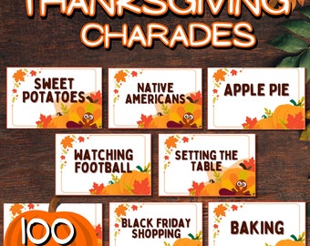 Thanksgiving Charades Games Adult Party Games Family Dinner Games Kids Friendly Thanksgiving Games Printable for Adult Kids Teens Family