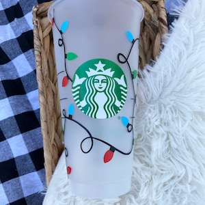 Starbucks Cup Lumières de Noël | Tasse à café de Noël | Starbucks personnalisé | Idée cadeau café et thé | Coupe d&#39;hiver | Cadeau de Noël