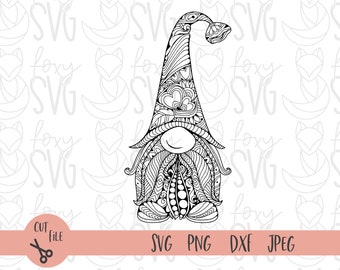 Gnome SVG / Zentangle SVG / Mandala Svg / Svg Files for Cricut / Silhouette Files / Christmas Gnome SVG, Gnome Svg, Merry Christmas Svg