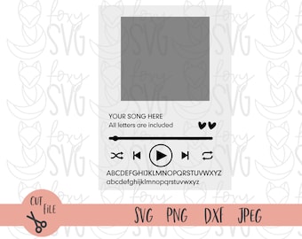 Music Player svg, Acrylic Song Art, Glass Song Art, Song Art svg, custom Song png, Track display svg, sublimation png Svg Files for Cricut