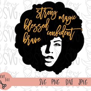 Afro Woman SVG, Afro Girl Svg, Afro Queen Svg, Afro Lady Svg, Curly Hair Svg, Black Woman, For Cricut, For Silhouette, Cut Files, Dxf, Png