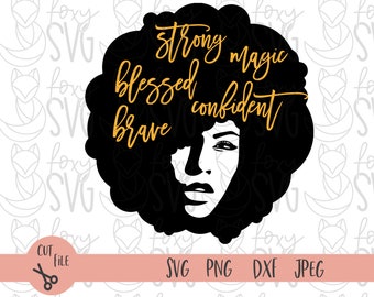 Afro Woman SVG, Afro Girl Svg, Afro Queen Svg, Afro Lady Svg, Curly Hair Svg, Black Woman, For Cricut, For Silhouette, Cut Files, Dxf, Png