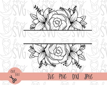 Rosa Floral Monograma Svg, Floral Svg, Monogram Frame, Svg Files for Cricut, Floral Wreath Svg, Floral Frame Svg, Wedding Svg