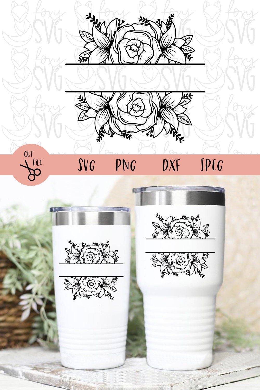 Rose Floral Monogram Svg, Floral Svg, Monogram Frame, Svg Files for ...