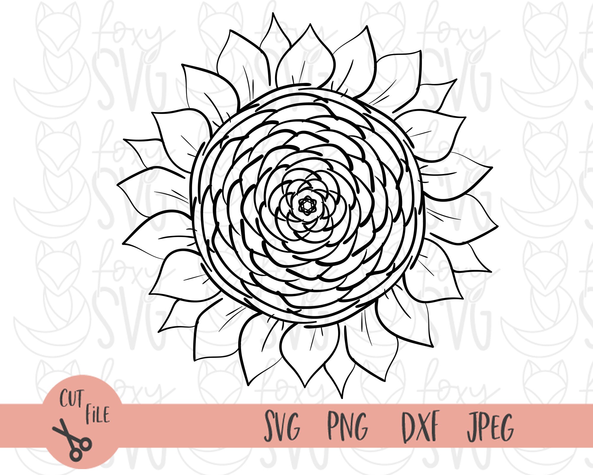 Download Sunflower Outline Sunflower Svg Sunflower Clipart Flower Svg Sunflower Silhouette Sunflower Cut File Sunflower Monogram Sun1