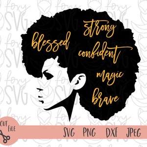 Afro Woman SVG, Afro Girl Svg, Afro Queen Svg, Afro Lady Svg, Curly Hair Svg, Black Woman, For Cricut, For Silhouette, Cut Files, Dxf, Png
