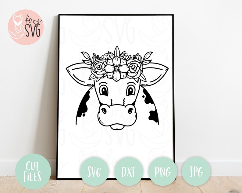 Download Cow With Flowers On Head Cow Cut File Cow With Flower Crown Svg Highland Heifer Svg Cow Image Highland Cow Svg Cute Cow Svg Cow Png Clip Art Art Collectibles