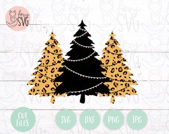 Christmas Tree Svg, Leopard Print Svg, Christmas Svg, Animal Print Svg, Leopard Svg, Svg Files for Cricut, Merry Christmas Svg, Cricut