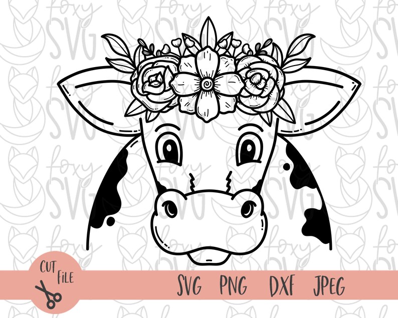 Download Cow Cut File Cute Cow Svg Highland Cow Svg Cow With Flowers On Head Cow Png Cow Image Cow With Flower Crown Svg Highland Heifer Svg Clip Art Art Collectibles